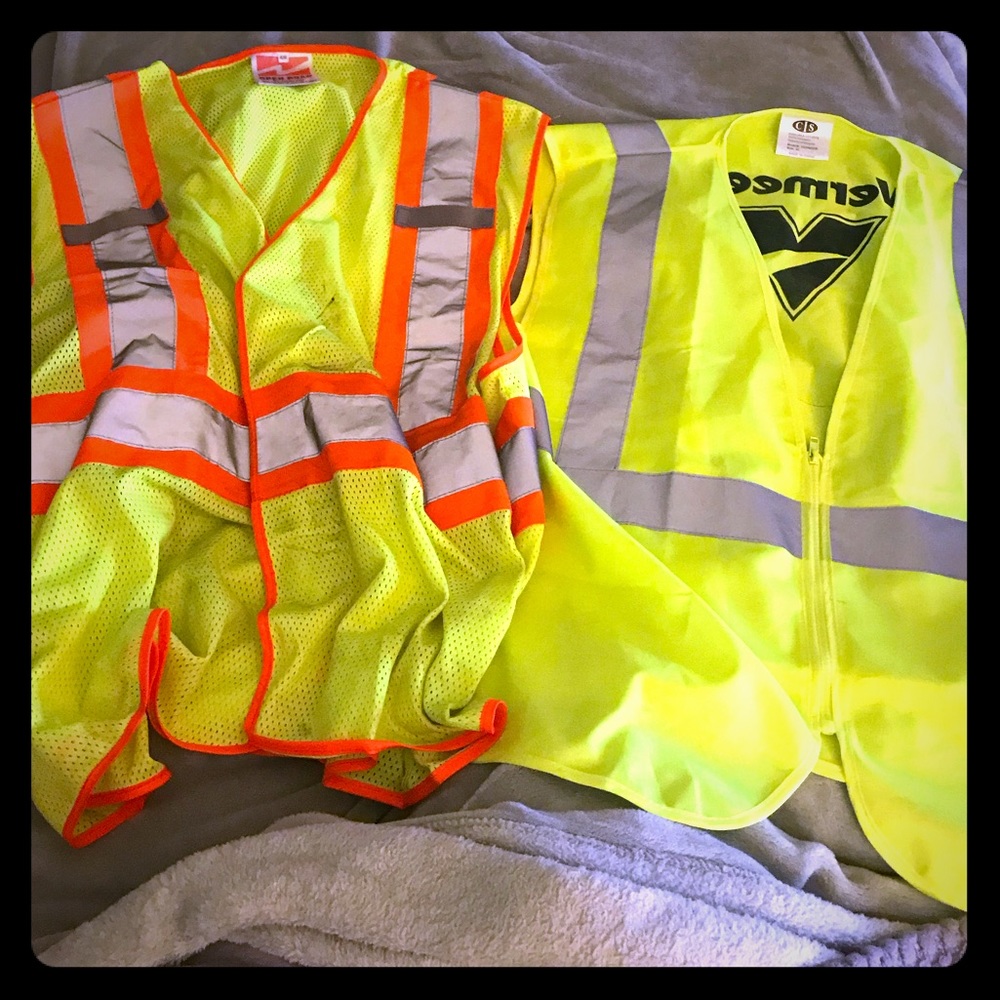 2 neon reflective safety work vests